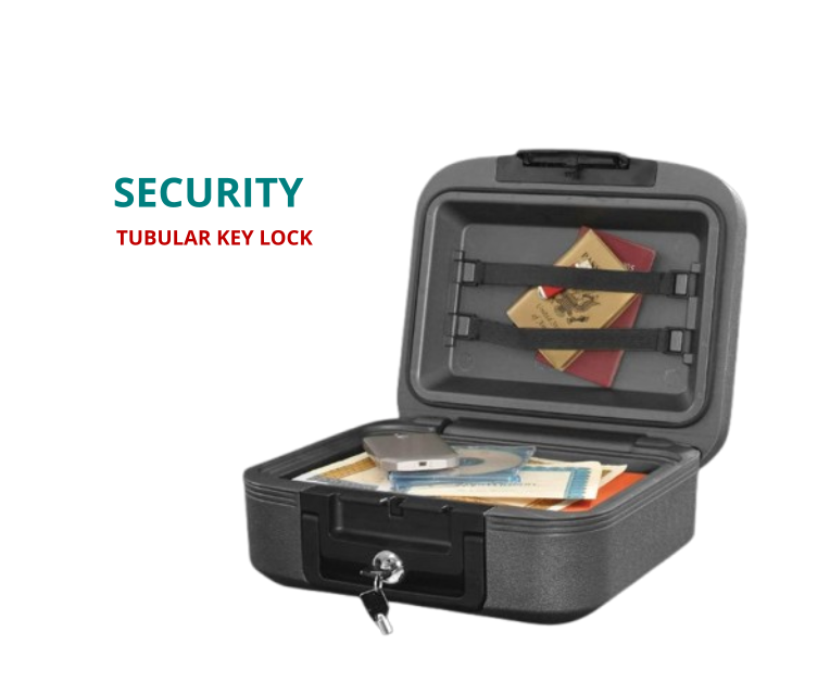 Charcoal Gray Fireproof and Waterproof Safe Box with Key Lock