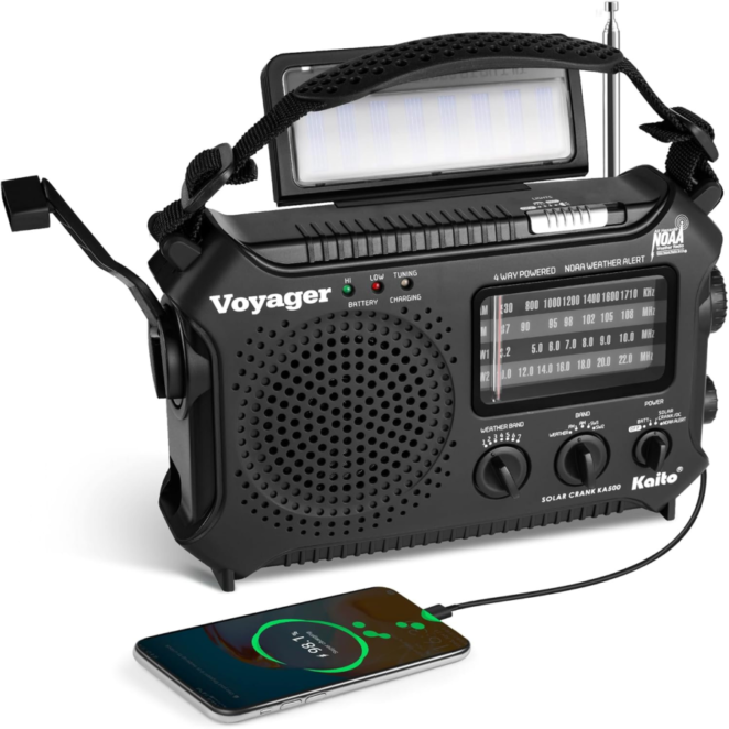 Weather alert radio-Solare and Hand Cracked Black